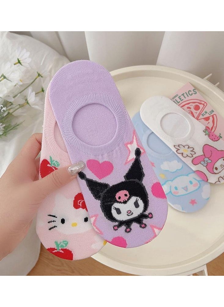 Sanrio - 4 Pair Sanrio Cotton Casual Ankle Socks Multicolour - Image 1