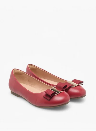 Little Missy Girls Bow Accent Slip-On Ballerina Shoes