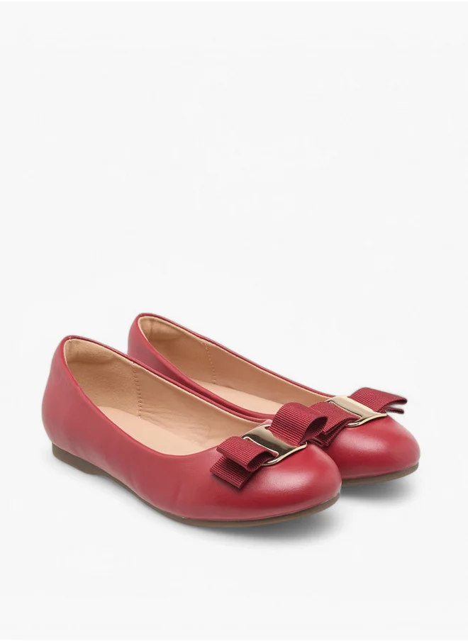 Little Missy Girls Bow Accent Slip-On Ballerina Shoes