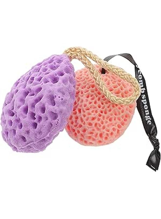 2Pcs Soft Seaweed Fiber Honeycomb Body Scrubber Bath Sponge For Adults And Babies - Image 1