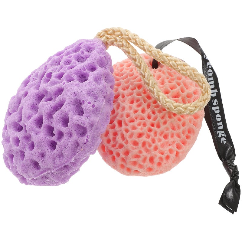 2Pcs Soft Seaweed Fiber Honeycomb Body Scrubber Bath Sponge For Adults And Babies - Image 2