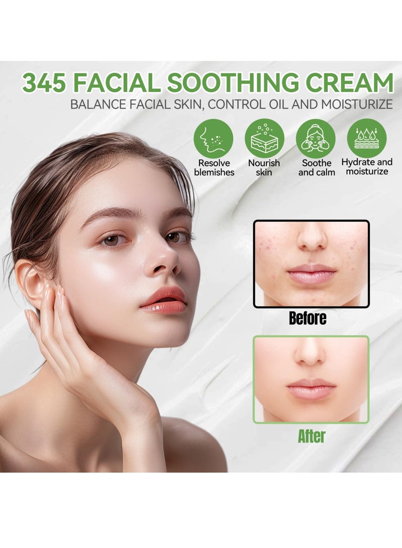 SYOSI 345 Relief Cream, Daily Face Moisturizer, Blemish Relief Care for Face, Acne-Prone Skin, Soothing, Moisturising, Skin Barrier Repair Cream, Skincare Moisturiser for All Type Skin (50ML) - Image 2