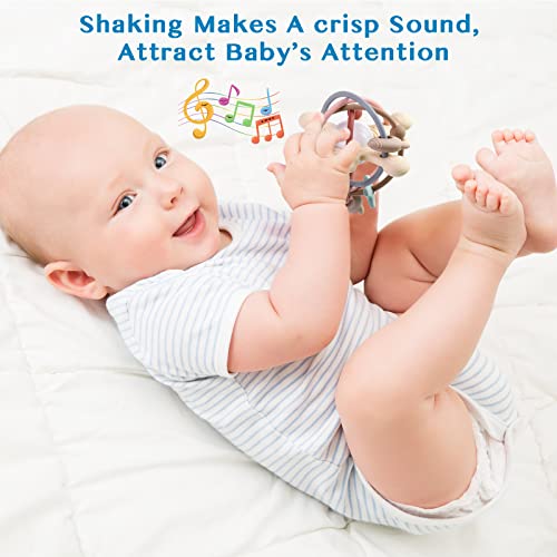 Eoopoon Baby Teether Toy for Babies 3 Months+, Silicone Baby Teething Toys, Rattle Sensory Teether Toy for Sore Gums, Baby Chew Toys for Sucking Needs, BPA Free, Navajo White - Image 2
