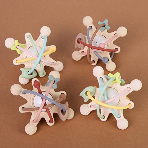 Eoopoon Baby Teether Toy for Babies 3 Months+, Silicone Baby Teething Toys, Rattle Sensory Teether Toy for Sore Gums, Baby Chew Toys for Sucking Needs, BPA Free, Navajo White - Image 5