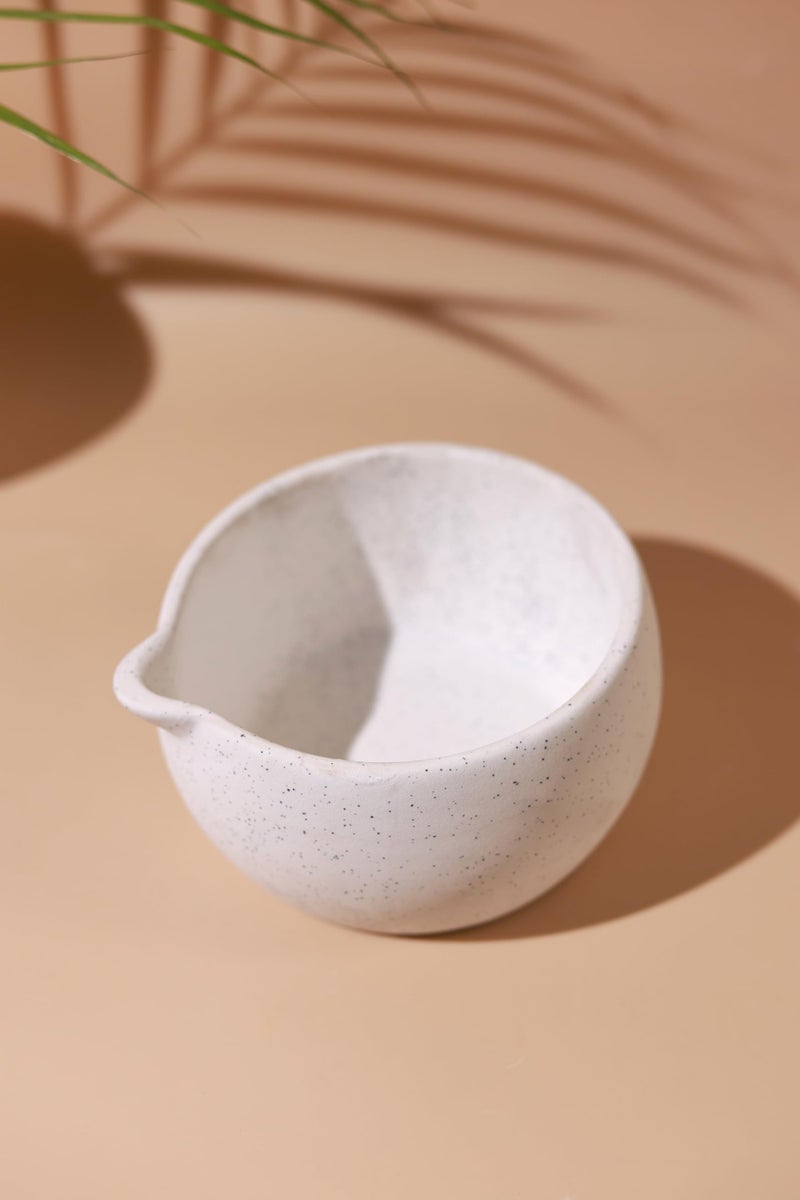 Craftribal Handmade Ceramic Solid Matcha Bowl with Whisk Holder – Pottery Chawan for Japanese Tea Ritual, Matcha Lovers & Gifting|Bowl - 5.5 inches|Holder-2.5 inches|Color-White - Image 4