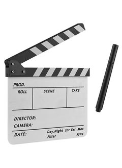 NIBEMINENT Tv Cut Action Scene Clapper Board Slate With Marker Pen Black/White  - Image 1