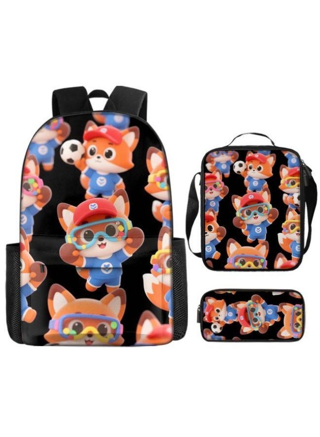 Bright Li Fire Cute cartoon print, three-in-one practical bag set (available for students, children, friends on outings, mountain climbing, etc.) - 43 - Image 2