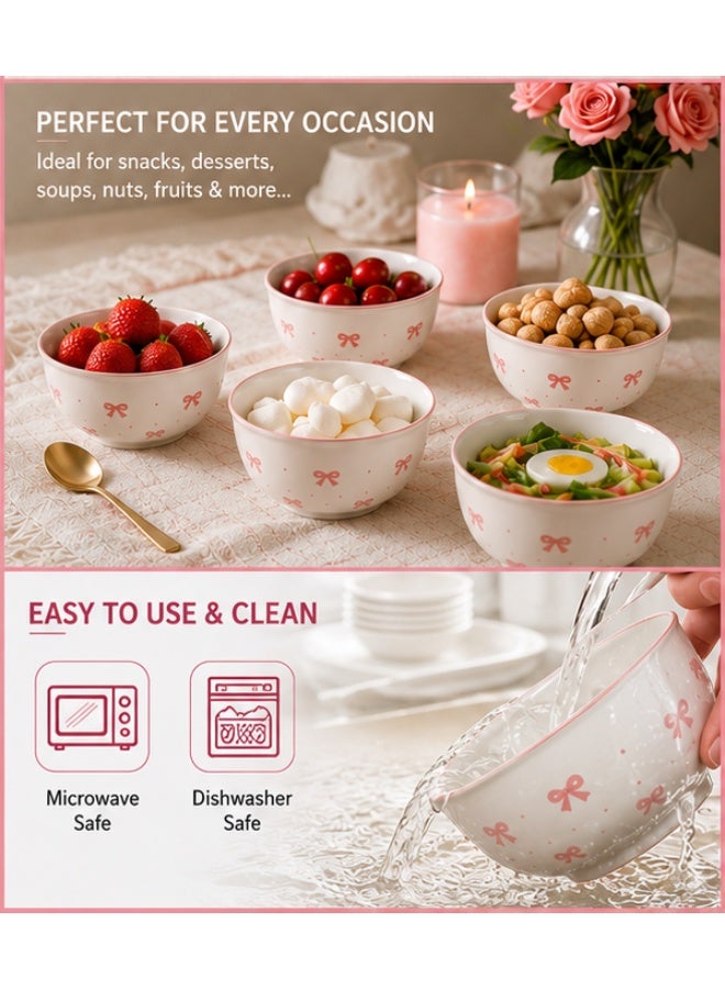 Premium 12-Piece Porcelain Bowl Set | 10 cm Small Serving Bowls | Elegant Pink Bow Design | Microwave & Dishwasher Safe | Dessert, Soup, Snack & Fruit Bowls | Luxury Gift Box - Image 4