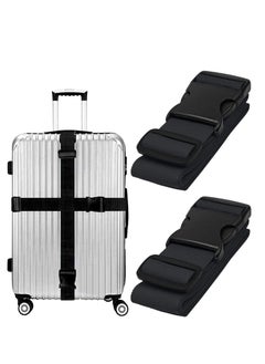 Premify 2PCS Luggage Straps | Heavy Duty Suitcase Cross Luggage Strap With Buckle | Wide Adjustable Packing Belt For Travel Accessories Bag | Black  - Image 1