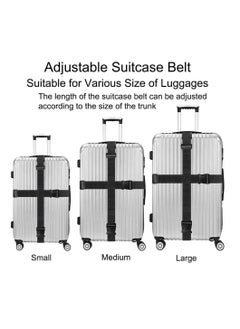 Premify 2PCS Luggage Straps | Heavy Duty Suitcase Cross Luggage Strap With Buckle | Wide Adjustable Packing Belt For Travel Accessories Bag | Black  - Image 2