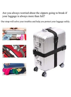 Premify 2PCS Luggage Straps | Heavy Duty Suitcase Cross Luggage Strap With Buckle | Wide Adjustable Packing Belt For Travel Accessories Bag | Black  - Image 3