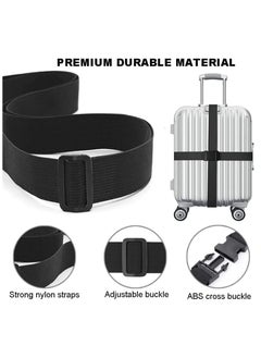 Premify 2PCS Luggage Straps | Heavy Duty Suitcase Cross Luggage Strap With Buckle | Wide Adjustable Packing Belt For Travel Accessories Bag | Black  - Image 5