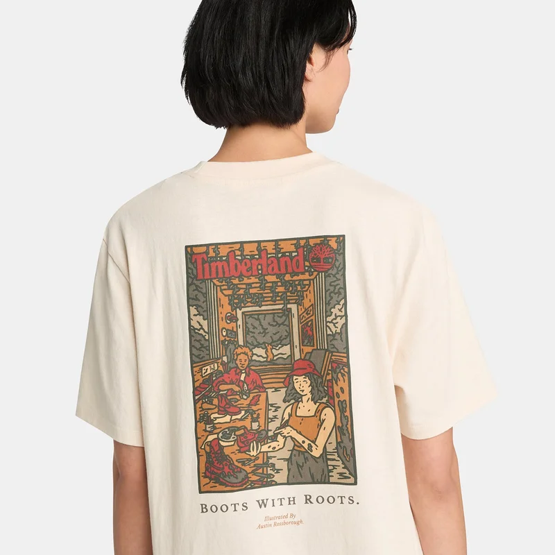 Timberland White Men's Washed Boot Lab Graphic T-Shirt for Men | Best Price UAE