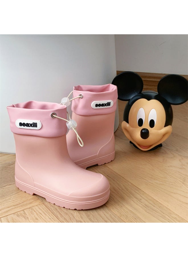 Children's Rain Boots Style Style Heightened Girdle Waterproof Anti-slip Rain Boots For Small And Medium-sized Kidsren Soft-soled Toddler School Water Shoes For Primary School Students