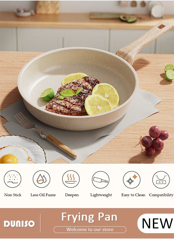 DUNISO Nonstick Frying Pan Skillet, Medical Stone Coating Omelet Pan for Easy to clean, Healthy Non Toxic Chef Pan, Double Diversion Port Design Saute Cooking with Anti-scald Handle Pan PFOA Free Suitable for All Cookers Hobs  - Image 1