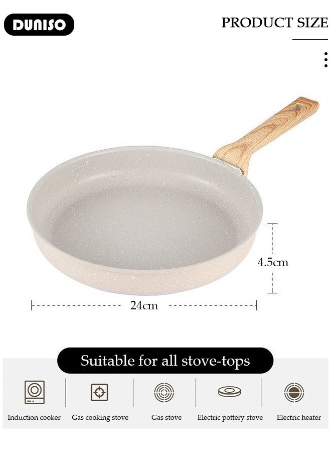 DUNISO Nonstick Frying Pan Skillet, Medical Stone Coating Omelet Pan for Easy to clean, Healthy Non Toxic Chef Pan, Double Diversion Port Design Saute Cooking with Anti-scald Handle Pan PFOA Free Suitable for All Cookers Hobs  - Image 4