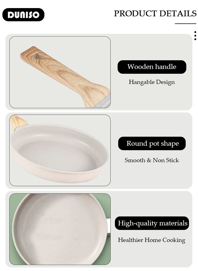 DUNISO - Nonstick Frying Pan Skillet, Medical Stone Coating Omelet Pan for Easy to clean, Healthy Non Toxic Chef Pan, Double Diversion Port Design Saute Cooking with Anti-scald Handle Pan PFOA Free Suitable for All Cookers Hobs - Image 1
