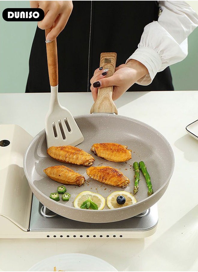 DUNISO - Nonstick Frying Pan Skillet, Medical Stone Coating Omelet Pan for Easy to clean, Healthy Non Toxic Chef Pan, Double Diversion Port Design Saute Cooking with Anti-scald Handle Pan PFOA Free Suitable for All Cookers Hobs - Image 1