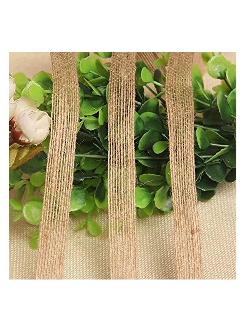 Natural Burlap Fabric Roll,Craft Ribbon Burlap Spool Natural Burlap Roll Fabric Rustic Pure Jute Burlap Hessian for Bows Wreaths DIY Crafts Wedding Events Party and Home Decor (10m,3 Rolls)