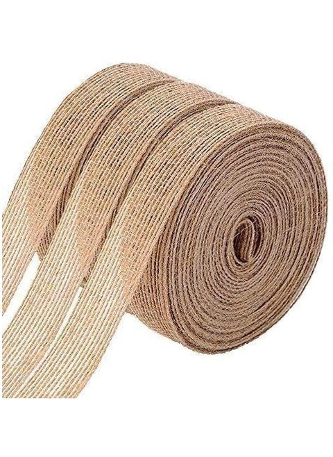 Natural Burlap Fabric Roll,Craft Ribbon Burlap Spool Natural Burlap Roll Fabric Rustic Pure Jute Burlap Hessian for Bows Wreaths DIY Crafts Wedding Events Party and Home Decor (10m,3 Rolls)