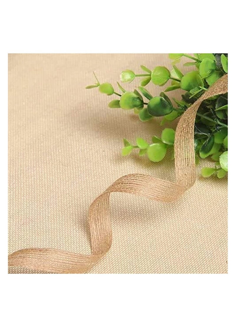 Natural Burlap Fabric Roll,Craft Ribbon Burlap Spool Natural Burlap Roll Fabric Rustic Pure Jute Burlap Hessian for Bows Wreaths DIY Crafts Wedding Events Party and Home Decor (10m,3 Rolls)