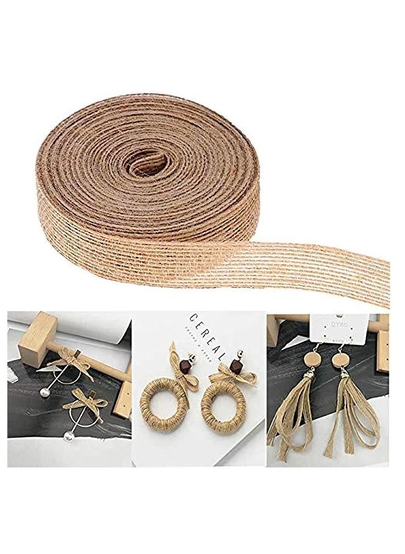 Natural Burlap Fabric Roll,Craft Ribbon Burlap Spool Natural Burlap Roll Fabric Rustic Pure Jute Burlap Hessian for Bows Wreaths DIY Crafts Wedding Events Party and Home Decor (10m,3 Rolls)