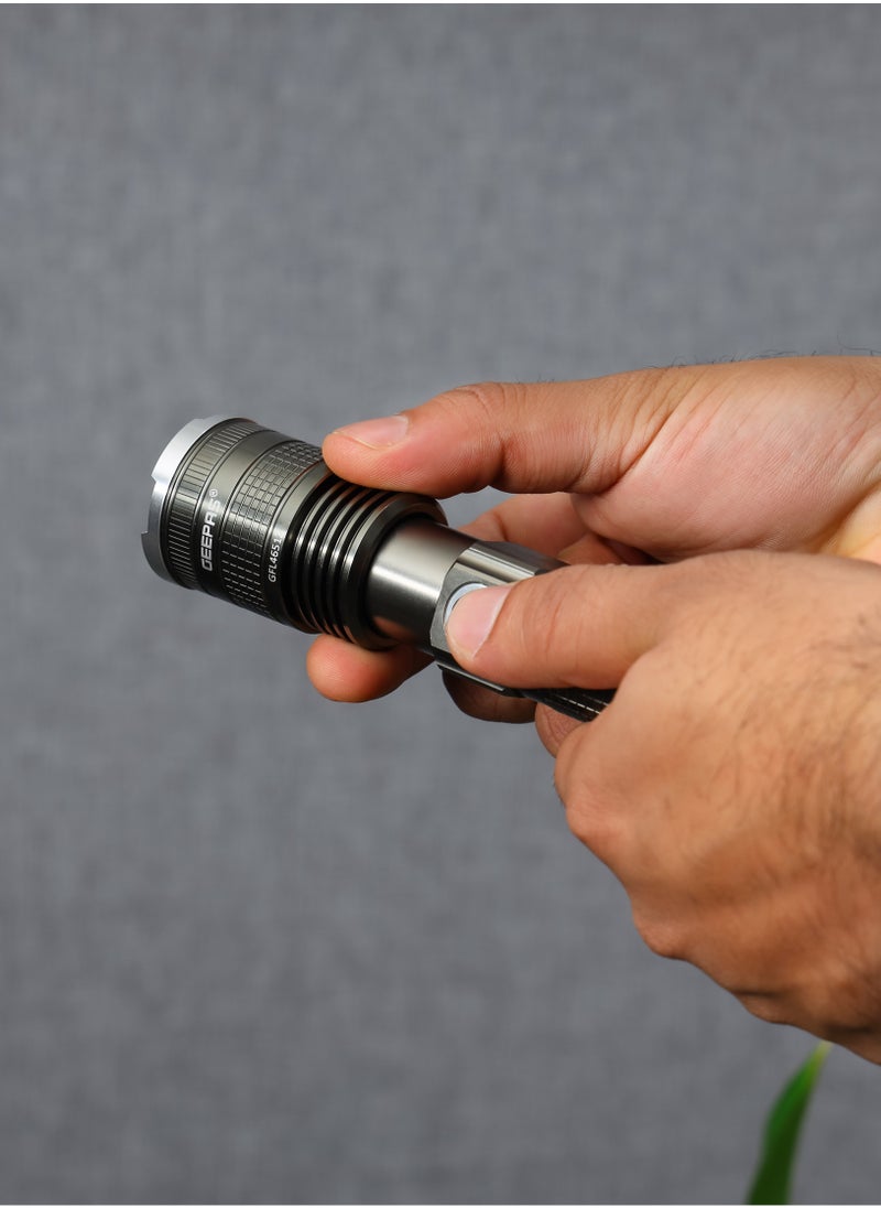 GEEPAS Zoomable LED Flashlight- Laser High-Power LEDs, Perfect for Indoor and Outdoor Use, 10 Hours Continuous Working/ with Aluminum Alloy Housing, Type C Charging/ Black, Limited Lifetime Warranty  - Image 3