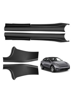 For 2023 Tesla Model Y Door Sill Protector 5 Seater, NOT Fit 7 Steater, Matte TPE And ABS Front and Rear Door Entry Guard Scuff Plate Accessories Carpet Rear Sill, Pack of 4