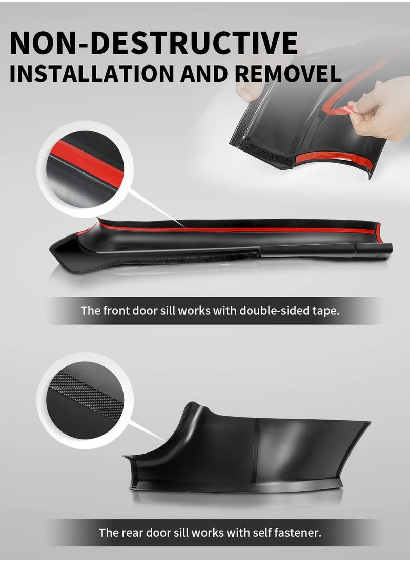 Excefore - For 2023 Tesla Model Y Door Sill Protector 5 Seater, NOT Fit 7 Steater, Matte TPE And ABS Front and Rear Door Entry Guard Scuff Plate Accessories Carpet Rear Sill, Pack of 4 - Image 1