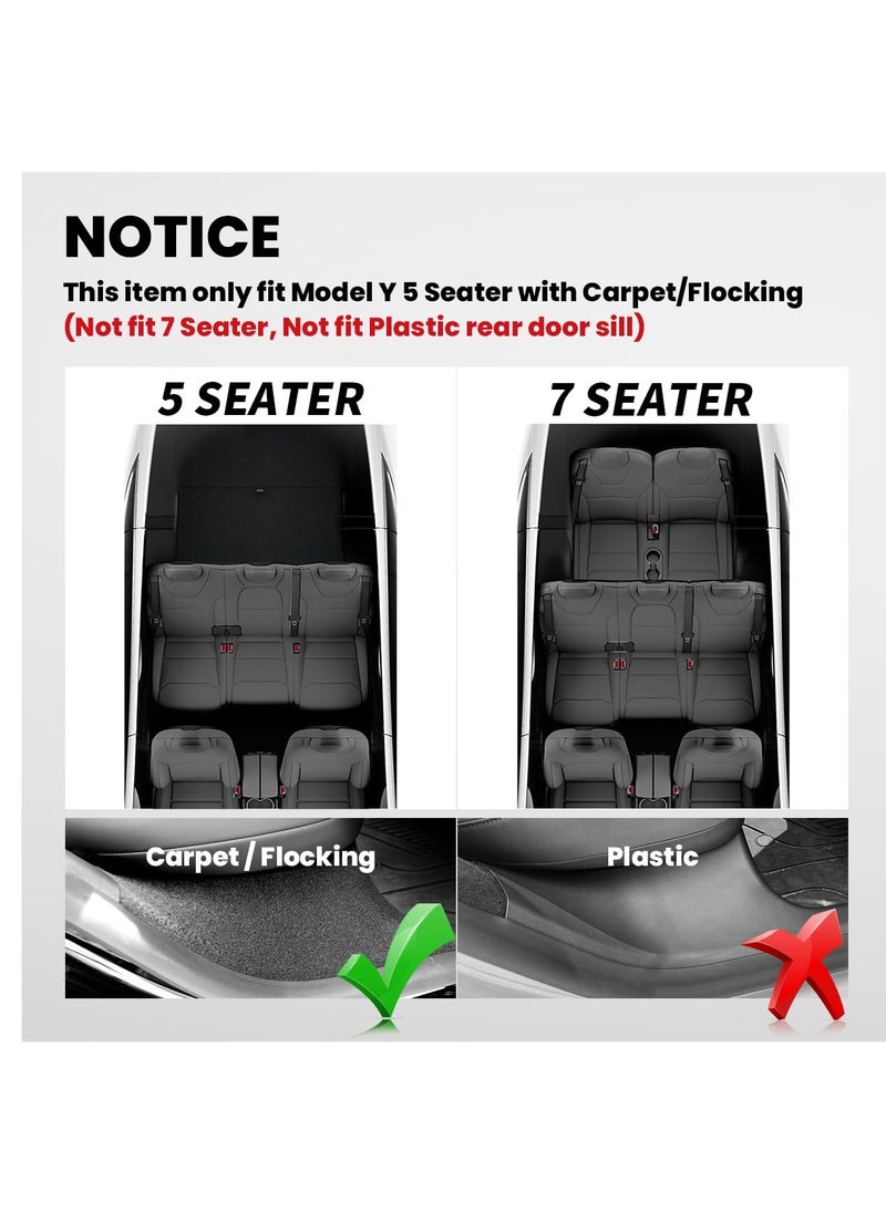 Excefore - For 2023 Tesla Model Y Door Sill Protector 5 Seater, NOT Fit 7 Steater, Matte TPE And ABS Front and Rear Door Entry Guard Scuff Plate Accessories Carpet Rear Sill, Pack of 4 - Image 1