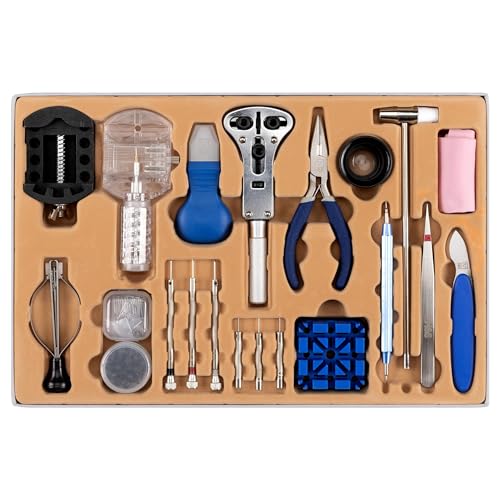 HST H&S Alliance Watch Repair Tool Kit - Watch Link Removal Kit - Tools & Kits for Sizing w Pin & Back Removal - Case Opener - Resizing Strap Band Adjustment - Link Remover - Box Case - Image 1