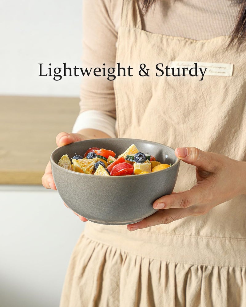 Tikooere Cereal Bowls Set of 4, 24 oz Ceramic Bowls for Kitchen, Stoneware Soup Bowls for Salad, Ramen, Snack, Dessert, Unique Housewarming Gift, Dishwasher Microwave Safe, Matte Gray - Image 5