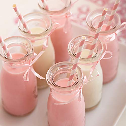 ALINK Biodegradable Pink Paper Straws, Pack of 100 Party Straws for Juice, Cocktail, Smoothies, Birthday, Wedding, Bridal/Baby Shower and Christmas Decorations - Image 3