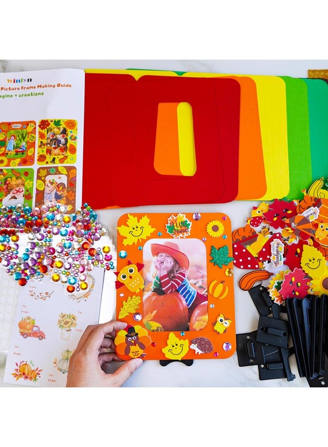 Winlyn 24 Sets Thanksgiving Craft Kits Fall Crafts DIY Autumn Harvest Picture Frame Decorations Festive Foam Stickers Fall Arts and Crafts for Kids Holiday Home Classroom Art Activities Party Favors - Image 3