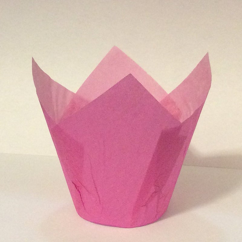 Decony 200 Pcs Pink Tulip Cupcake Liners  Made in USA  Durable Large Baking Cups for Muffins  Elegant Stylish Paper Cups  Greaseproof  Large Size 2 344 Inch 