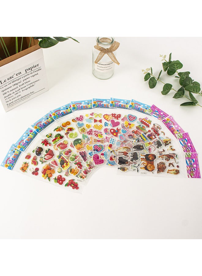 اكس اس ملصقات كرتونية مجسمة فقاعية، ملصقات مكافأة لرياض الأطفال، ملصقات لاصقة على شكل فراشات حب كرتونية، ملصقات مجسمة ثلاثية الأبعاد للأطفال - Image 1