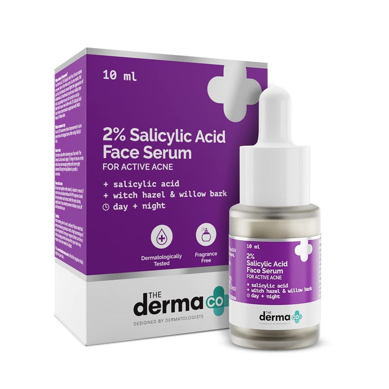 THE derma Co The Derma Co 2% Salicylic Acid Serum with Witch Hazel & Willow Bark for Active Acne - 10ml 
