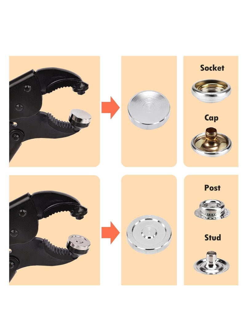 سيوسي Heavy Duty Snap Fastener Tool Snap Setter Tool Kit with 50 Sets Adjustable Setter Snap Installation Kit Snaps for Boat Cover Snap on Tool Replacing Metal Snaps Canvas Sewing Tarps - Image 3