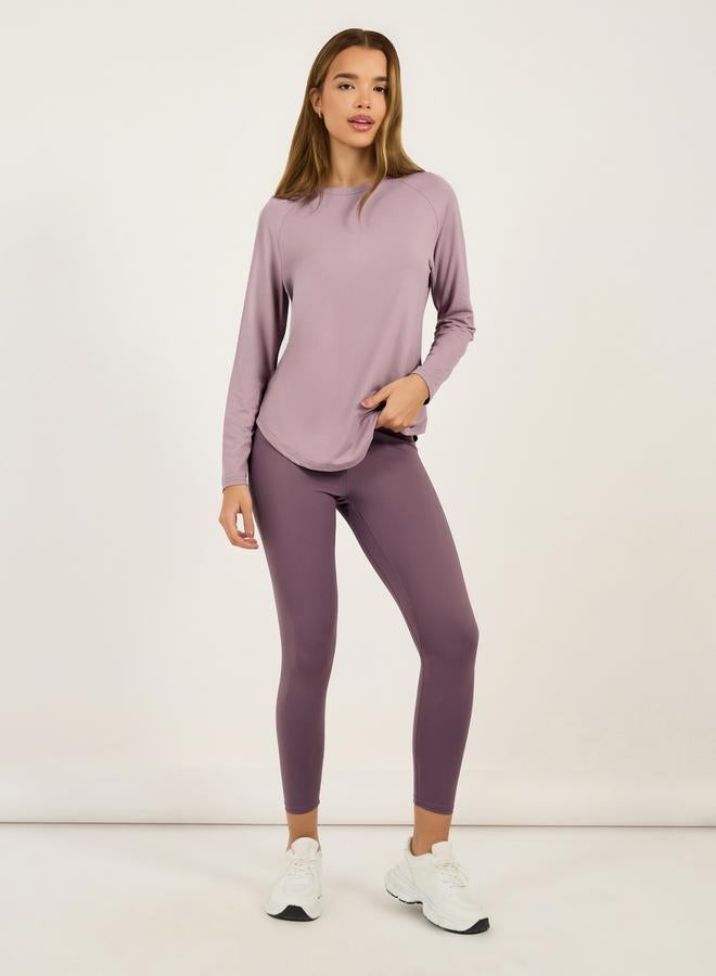 Styli Reflective Dots & Back Mesh Detail Curved Hem Top - Image 2