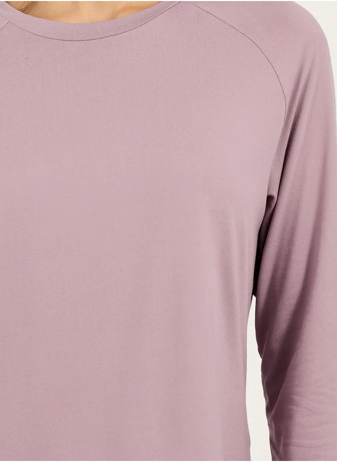 Styli Reflective Dots & Back Mesh Detail Curved Hem Top