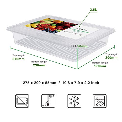 SILIVO Fridge Produce Saver Containers (3 Pack) - 2.5L Drain Tray Keeps Veggies, Fruits, Lettuce Fresh - Image 4