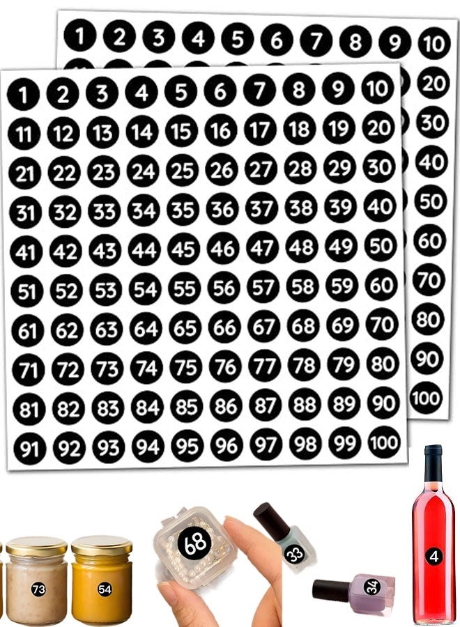 Happy D 2500PCS Number Stickers, Consecutive Number Stickers (1-100) 10mmNumber Labels Waterproof Self-Adhesive Universal Label for Indoor Outdoor Daily Storage Uses (25Sheets) - Image 1