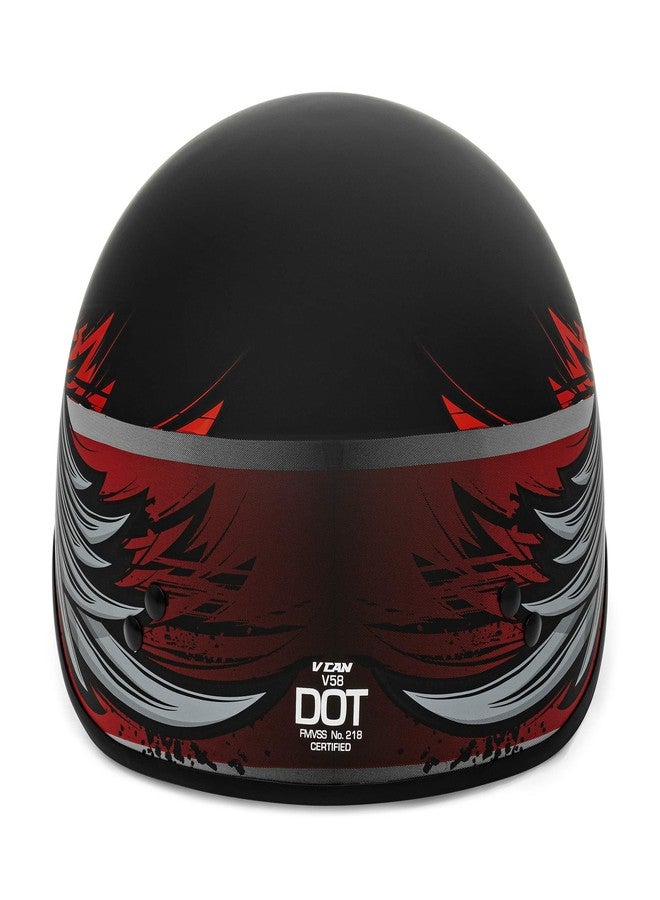 VCAN Cruiser Solid Flat Black Half Face Motorcycle Helmet with Drop-Down Sun Visor, Removable Peak and Quick Release Buckle (Phoenix, Medium) - Image 4
