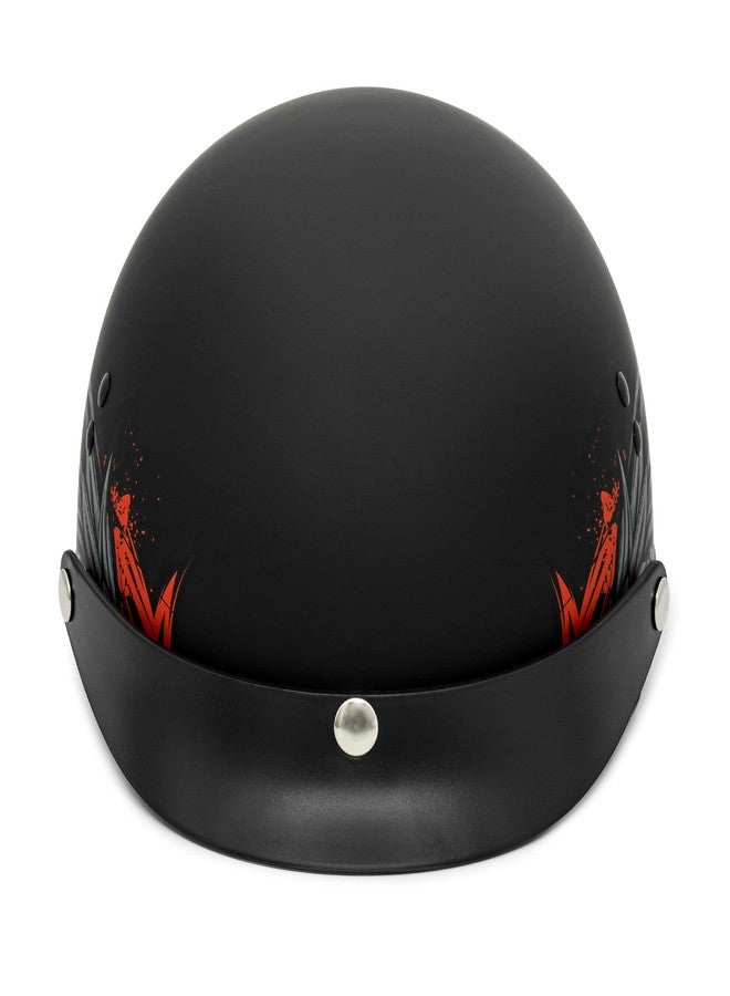 VCAN Cruiser Solid Flat Black Half Face Motorcycle Helmet with Drop-Down Sun Visor, Removable Peak and Quick Release Buckle (Phoenix, Medium) - Image 3