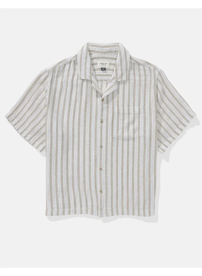 American Eagle AE Textured Striped Button-Up Poolside Shirt