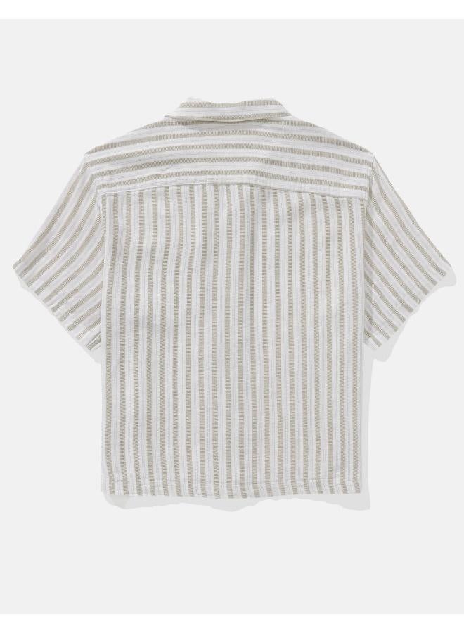 American Eagle AE Textured Striped Button-Up Poolside Shirt - Image 3