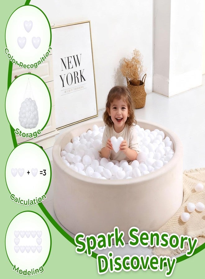 TRENDPLAY كرات حوض الماء على شكل قلب من تريند بلاي - كرات بلاستيكية غير سامة للخيمة، وحوض اللعب، وحفلات اللعب المائي، 2.36 بوصة، 100 قطعة، أبيض - Image 4