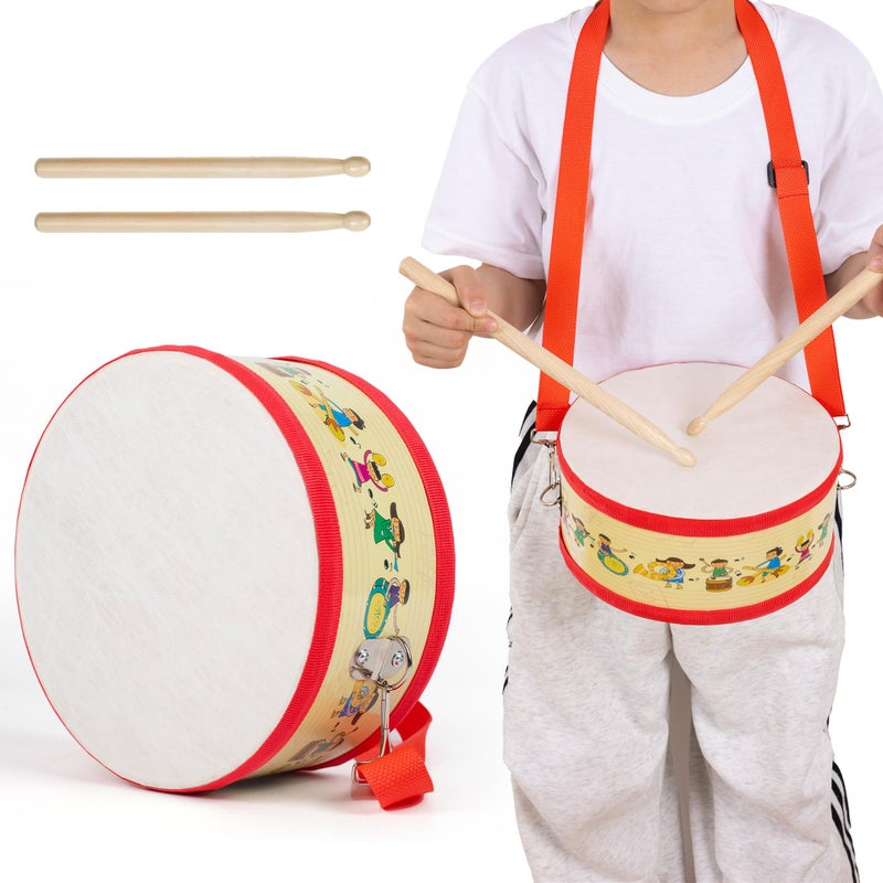 Ubblove Kids Drum Set with Adjustable Strap Toddler Musical Instrument for Ages 35 Wearable Drum Kit with Drumsticks Educational Percussion Toy for Rhythm Music Development Red - Image 3