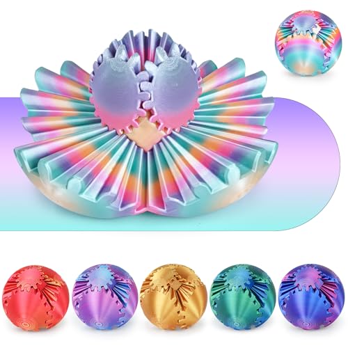 Minleway GearSphere 3D Printed Spin Ball or Cube Fidget Toy Fidget Ball Gear Toy for Stress and Anxiety Relief Desk Toy for Adults Kids Rainbow 31 Inch - Image 1