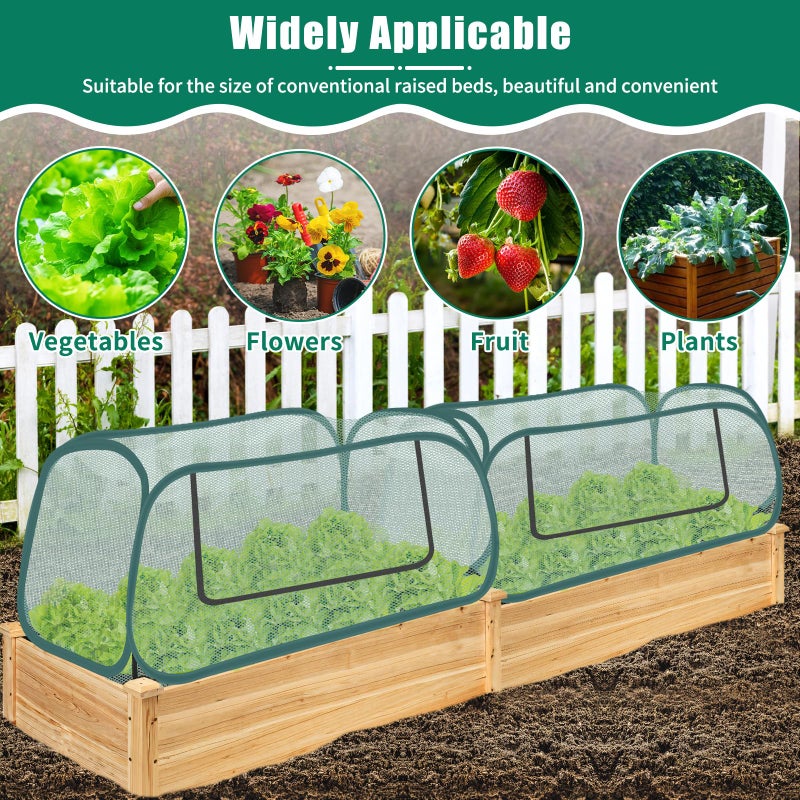 ANGAR 2Pack Garden Covers for Raised Beds, Pop Up Mesh Plant Covers for Outdoors, 30% Sunblock Plant Shade Tent, Crop Cage for Seedlings Vegetable Against Birds, Animals, with 8 Stakes (45"X22"X16") - Image 4
